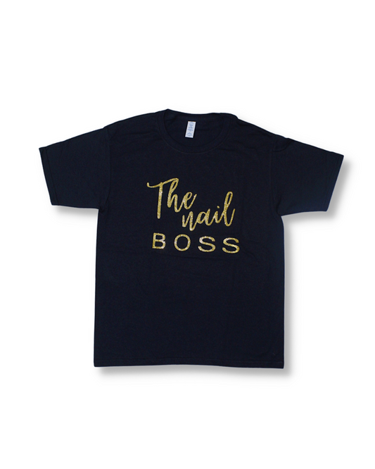 THE NAIL BOSS SHIRT - negro & brillo oro