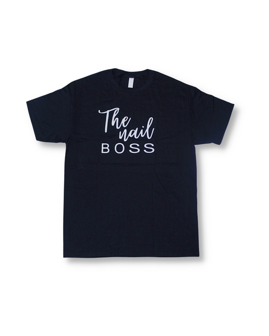 THE NAIL BOSS MERCH SHIRT - negra & brillo blanco